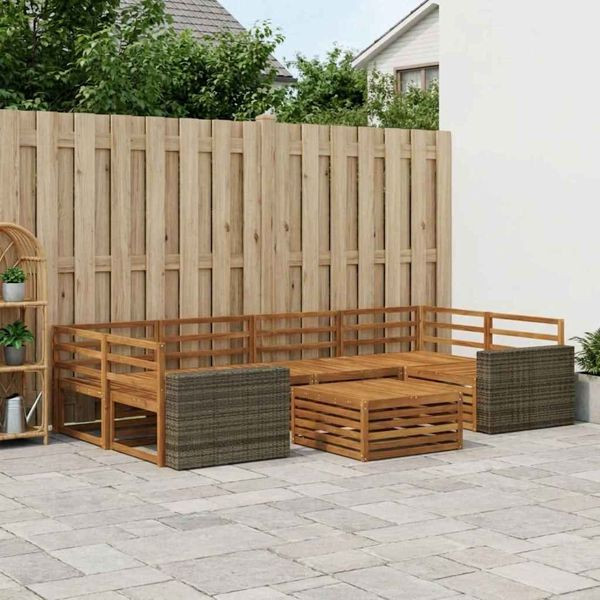 vidaXL Outdoor-Sofagarnitur 7-teilig Natur Massivholz Akazie, 3383097