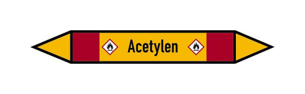Schilder Klar Rohrleitungskennzeichen Acetylen, 187x26 mm Folie selbstklebend, 101544/31