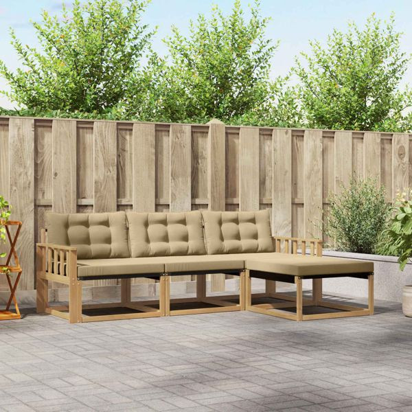 vidaXL Outdoor-Sofagarnitur mit Kissen 4-teilig Weiß und Beige, 3388563
