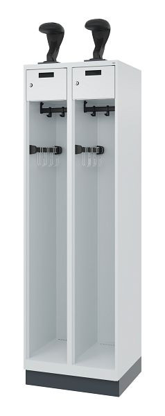 C+P Feuerwehrspind Evolo, Modell PRAKTUS, 2 Abteile, H1850xB600xT500 mm, Lichtgrau, Sockel, 0492015-20 S10009