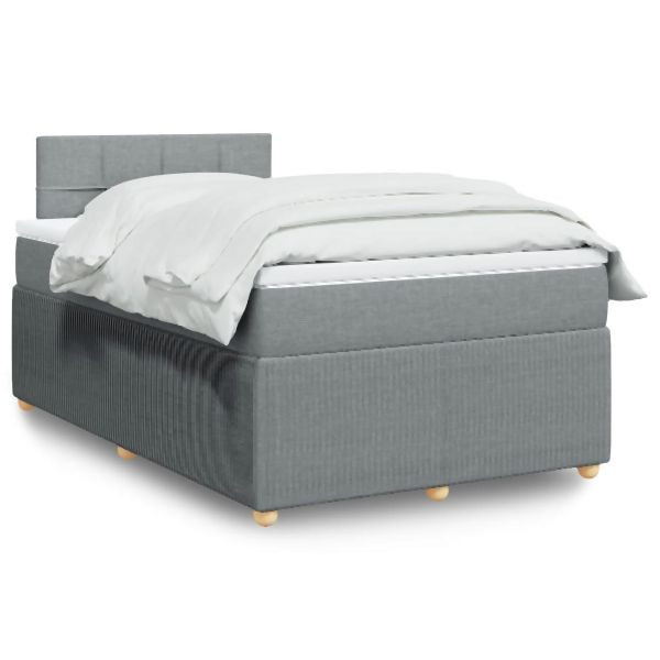 vidaXL Boxspringbett mit Matratze Hellgrau 120x200 cm Stoff, 3287423