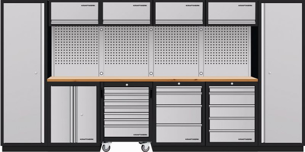 Kraftwerk Mobilio 6er Kombi, 2x Hochschrank, Werkstattwagen, Buche, 3964K-HS745H-K4
