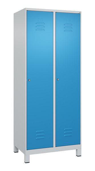 C+P Mehrzweckschrank Classic PLUS, Wäsche-Spind, Füße, 2 Abteile, 1950x800x500mm, 7035/5012, Zylinderschlösser, 080010-22B S10019