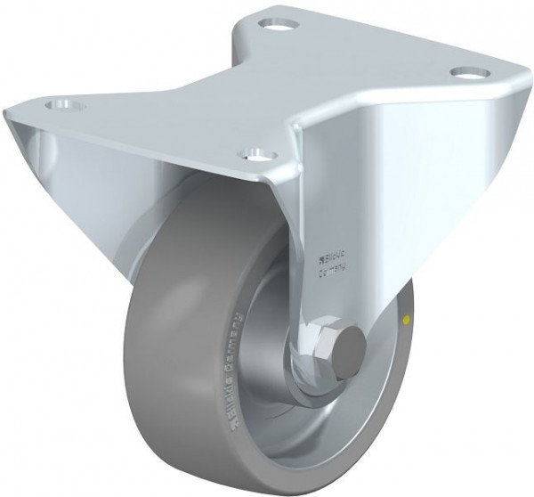 Blickle BK-ALTH 100K-3-AS Stahlblech-Bockrolle, schwere Ausführung, mit Anschraubplatte, Blickle Extrathane®, Grau, 740200