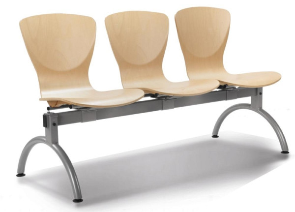 Deskin Besucherbank Tibo, Buchedekor, 1450 x 620 x 840 mm, Gestell: Alusilber, 254456