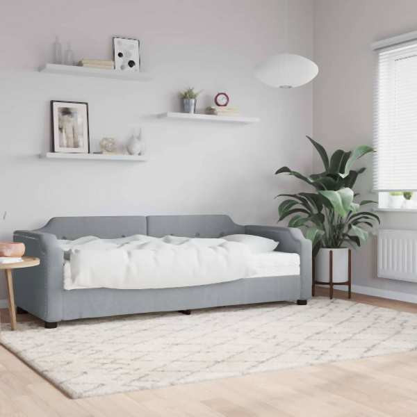 vidaXL Tagesbett mit Matratze Hellgrau 80x200 cm Stoff, 3197611