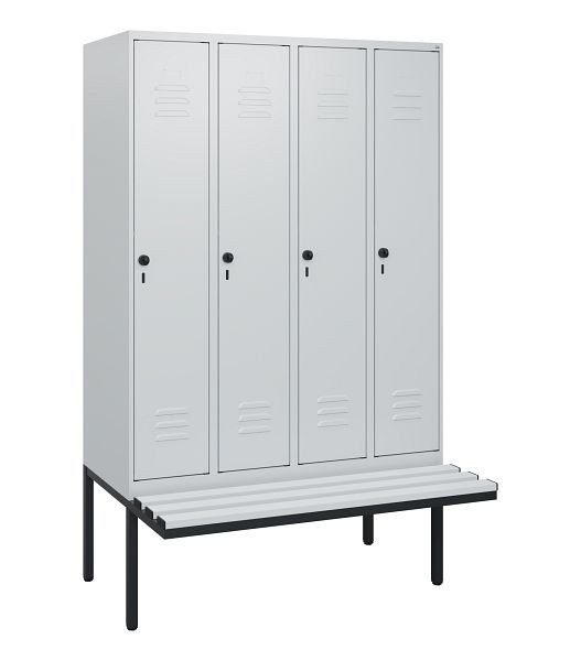 C+P Umkleidespind Classic PLUS, 4 Abteile, 1950x1200x815mm, 7035/7035, Drehriegel, 0800405-40 S10039