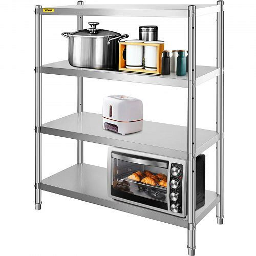 VEVOR Edelstahlregal Gastronomie 4 Böden Schwerlastregal Lagerregal 150kg Küchenregale Standregal 155 x 120 x 48cm Standing Shelf Rack, BXG4CHJ0000000001V0