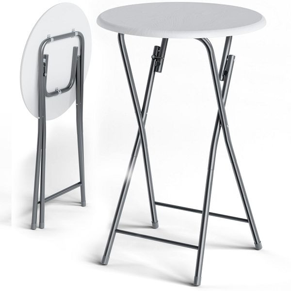 casaria Stehtisch 2er-Set Ø60cm klappbar Holzdekor Weiß, 109736