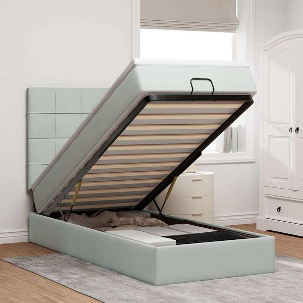 vidaXL Ottoman-Bett mit Matratzen Hellgrau 80x200 cm Samt, 3313433