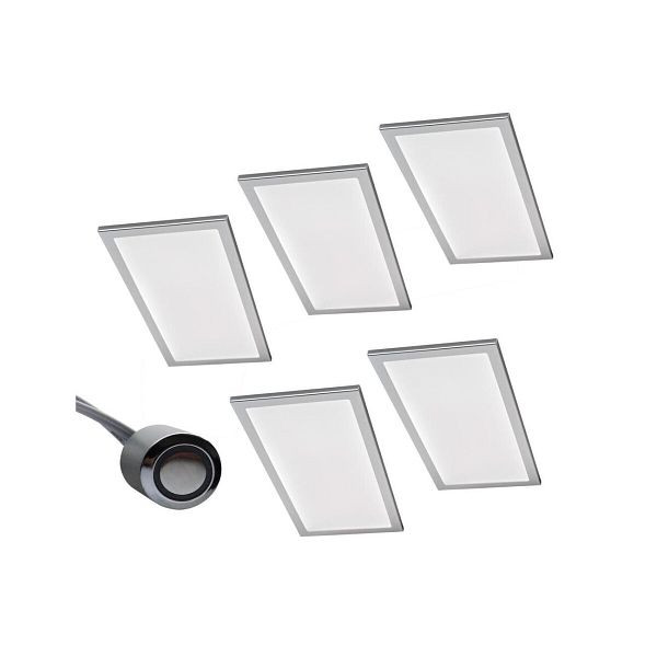 Rolux 5er-Set LED Leuchte BASSO 5x6W, Edelstahl-Optik, 3000K warmweiß, 102402