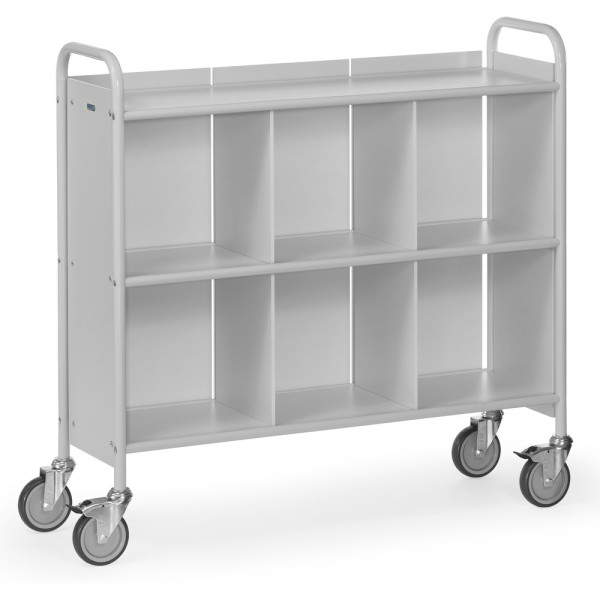 Fetra Bürowagen, Ladefläche 1080 x 350 mm, grau, mit Rückwand und Trennwänden, 4878
