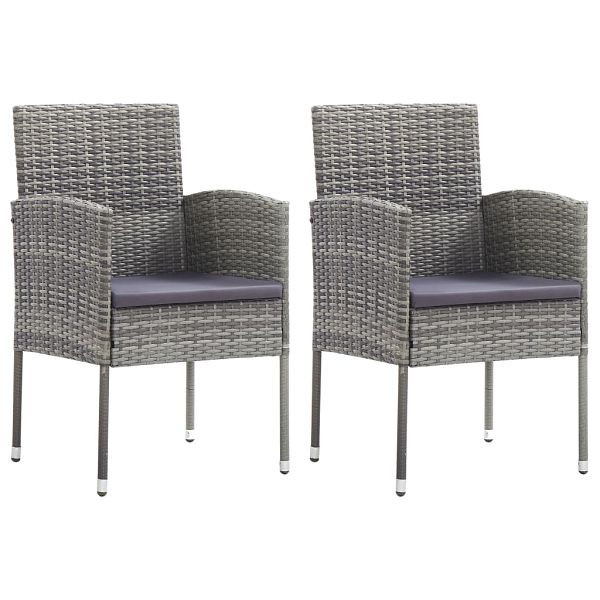vidaXL Gartenstühle mit Kissen in Dunkelgrau 2 Stück Grau Polyrattan, 318705