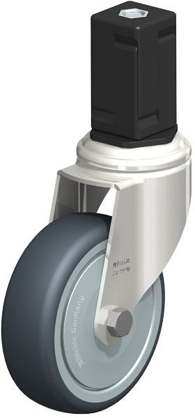 Blickle LKRXA-TPA 101KD-11-FK-EXV17 Edelstahl-Apparate-Lenkrolle mit Expander, Thermoplastisches Gummi-Elastomer, Grau, 853182