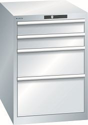LISTA Schubladenschrank 27x36E (BxTxH) 564x725x800mm KEY Lock, 4 Schubladen, Farbe: Lichtgrau, 14.371.020