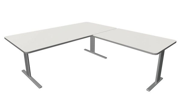 Kerkmann Schreibtisch Unic B 2000 x T 1000 x H 750 mm, Anbauelement 1000 x 600 mm, weiß, 11334710