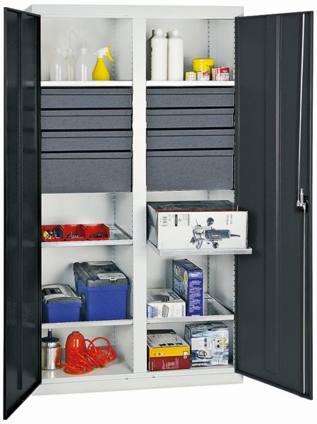 stumpf Werkzeug- und Materialschrank Serie 3000, 7035/7016, 6 Schublade 100 mm, 2 Schublade 200 mm, Mitteltrennwand, 6 Wannenböden, 3004771