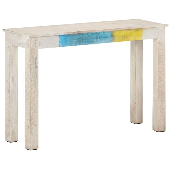 vidaXL Konsolentisch Weiß 115x35x77 cm Raues Mangoholz, 323556