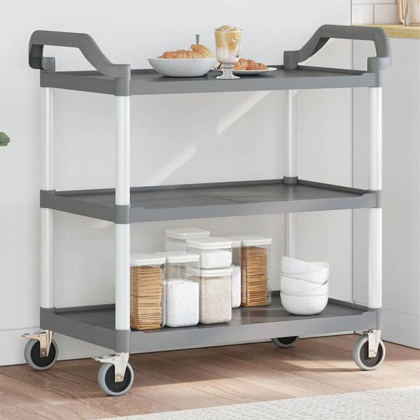 vidaXL Rollwagen mit 3 Etagen Grau 99x50x96 cm Aluminium, 30319
