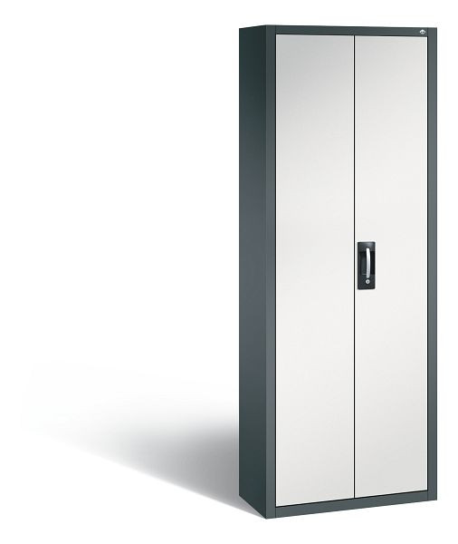 C+P Flügeltürenschrank Serie 13, H1980xB700xT300mm, Farbe: Anthrazitgrau / Lichtgrau, Muldengriff, 133113A23 S10022