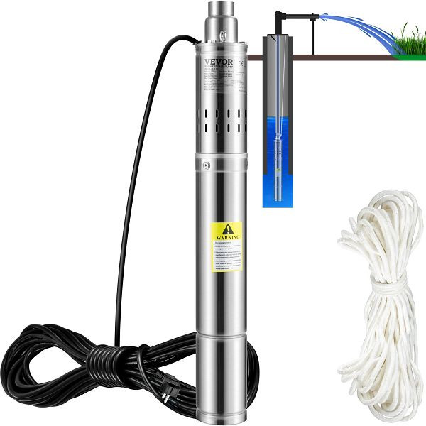 VEVOR 550W Tiefbrunnenpumpe Rohrpumpe Brunnenpumpe Sandpumpe Pumpe 35L/min 108m, SJQSBLGBOC5503XPYV2