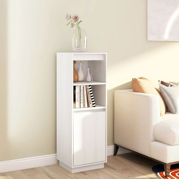 vidaXL Highboard Weiß 37x34x110 cm Massivholz Kiefer, 813516