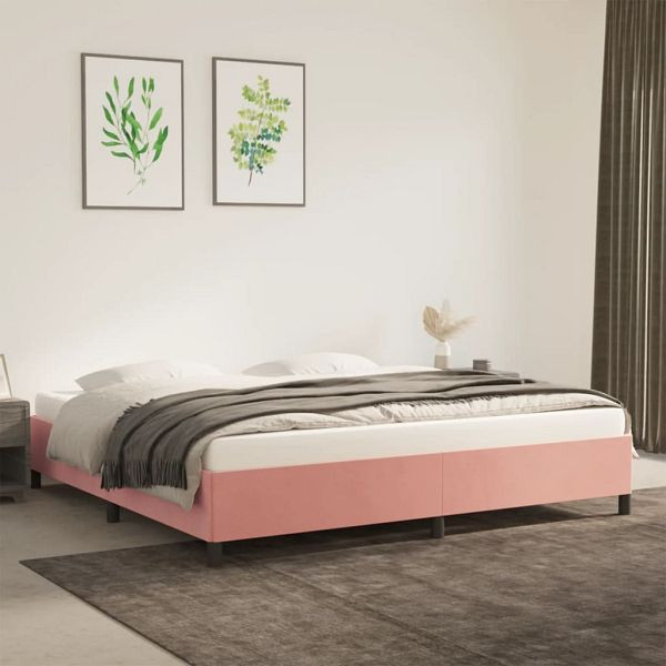 vidaXL Bettgestell Rosa 200x200 cm Samt, Material: Samt (100% Polyester), Sperrholz, Holzwerkstoff, 347347