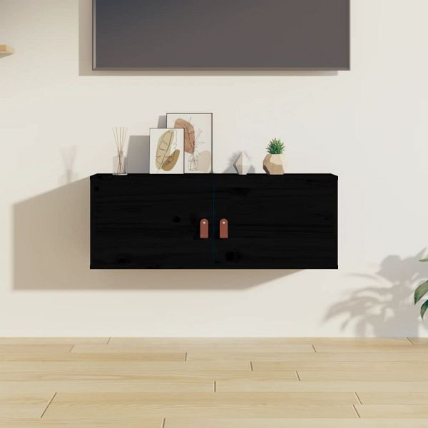 vidaXL Wandschrank Schwarz 80x30x30 cm Massivholz Kiefer, 818383