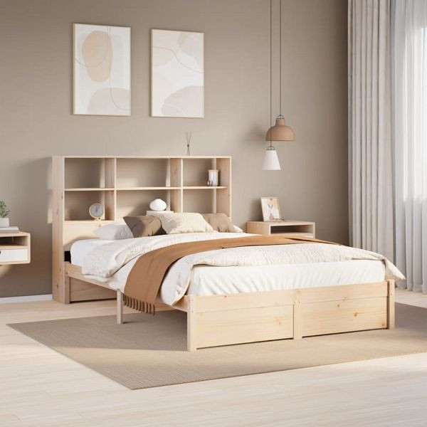 vidaXL Massivholzbett mit Regal ohne Matratze 150x200 cm Kiefer, 3322395