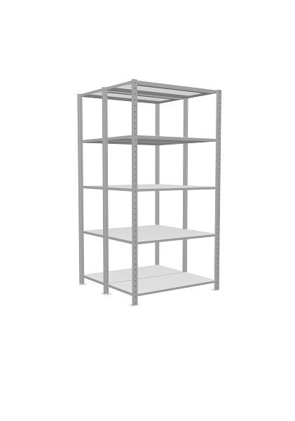 Schulte Grundregal, Steck-Doppelregal MULTIplus250, 2000 x 1000 x (2x500) mm, 2x5 Fachböden, Längenriegel, RAL 7035 lichtgrau, 33250