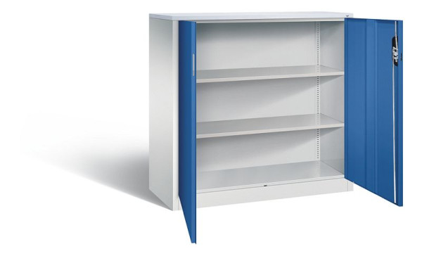 C+P Büroschrank Acurado, H1200xB1200xT500mm, Farbe: Lichtgrau / Enzianblau, Muldengriff, 3 OH, 9487-1200 S10191