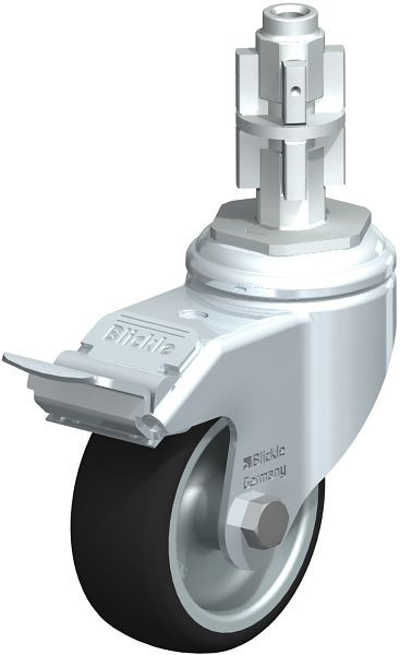 Blickle LKRA-PATH 80G-11-FI-E14 Apparate-Lenkrolle mit Expander & Feststeller, Thermoplastisches Polyurethan, Grau, 321448