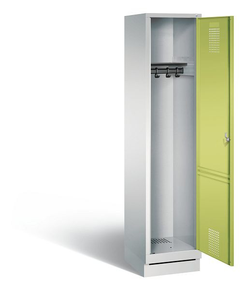 C+P Garderobenschrank Evolo, H1800xB420xT500mm, Farbe: Lichtgrau / Viridingrün, 48020-12 S10418