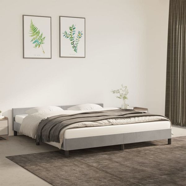 vidaXL Bettgestell mit Kopfteil Hellgrau 160x200 cm Samt, 347579