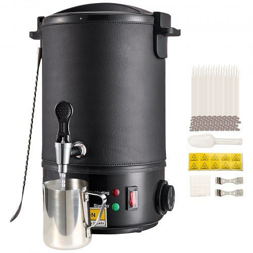 VEVOR Kerzenherstellung Kit Kommerzieller Elektrischer Wachsschmelzer 6,5 L, 1100 W, inkl. Dochte, Kerzengießtopf, Löffel, RLTYT65L1200WNUZ7V2