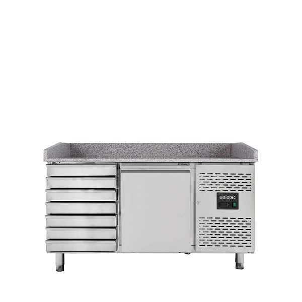 Vaiotec EASYLINE Pizzakühltisch 800 / 1-türig & 7 Schubladen "grau", 151x80x100 cm, 10024