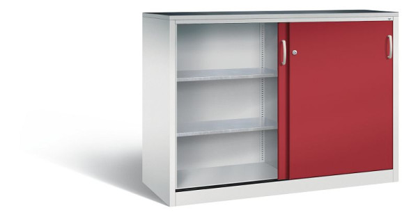 C+P Schiebetürenschrank Acurado, H1200xB1600xT600mm, Farbe: Lichtgrau / Rubinrot, Bügelgriff, 2167-09 S10015