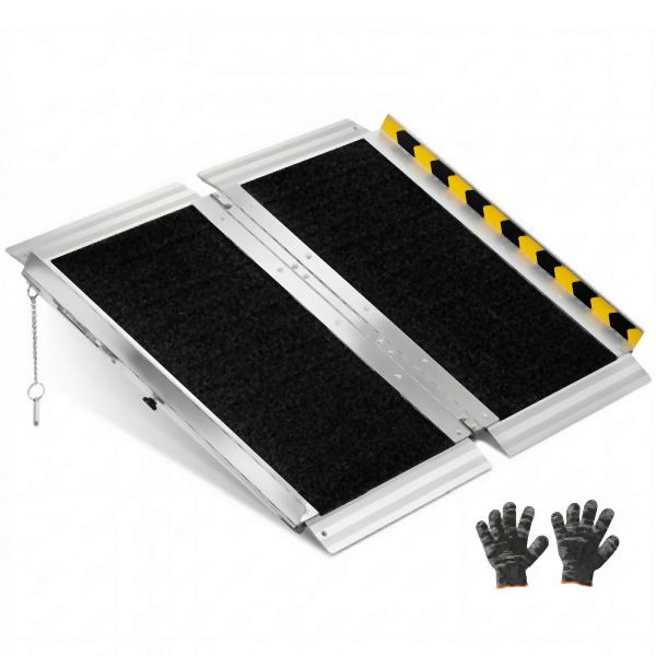 VEVOR Faltbare Rollstuhlrampe 610x745mm, 362,9kg Belastung, Rutschfeste Alu-Auffahrschiene für Rollstuhl, Scooter, Treppen, ZDKMJPD24YC1EE0X8001V0