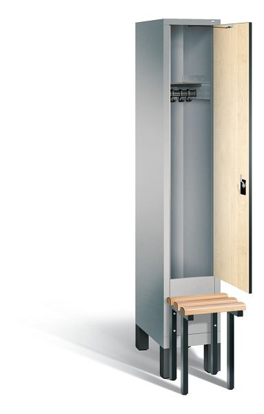 C+P Garderobenschrank Evolo, H1850xB320xT815mm, Farbe: Weißaluminium / Dekor Donau-Ahorn, 48030-10 S10089