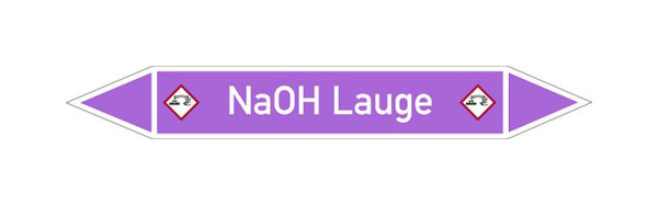 Schilder Klar Rohrleitungskennzeichen NaOH Lauge, 33000x90 mm Folie selbstklebend, 101619/86