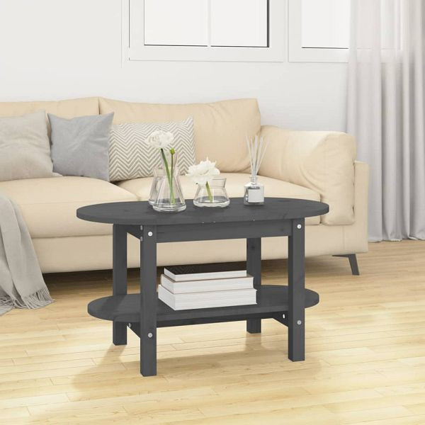 vidaXL Couchtisch Grau 80x45x45 cm Massivholz Kiefer, 822294
