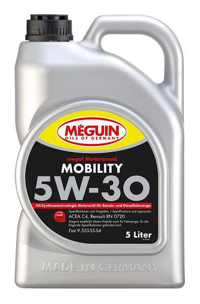Meguin megol Motorenöl Mobility SAE 5W-30, Kanister Kunststoff, VE: 5 Liter, 3182