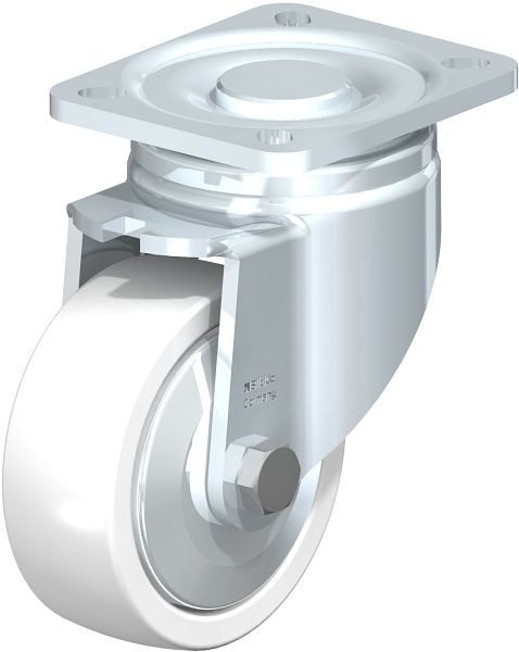 Blickle LH-SPO 100K-1-FA Stahlblech-Lenkrolle, Schwerlast-Ausführung, mit Anschraubplatte, Polyamid, Weiß, 237354