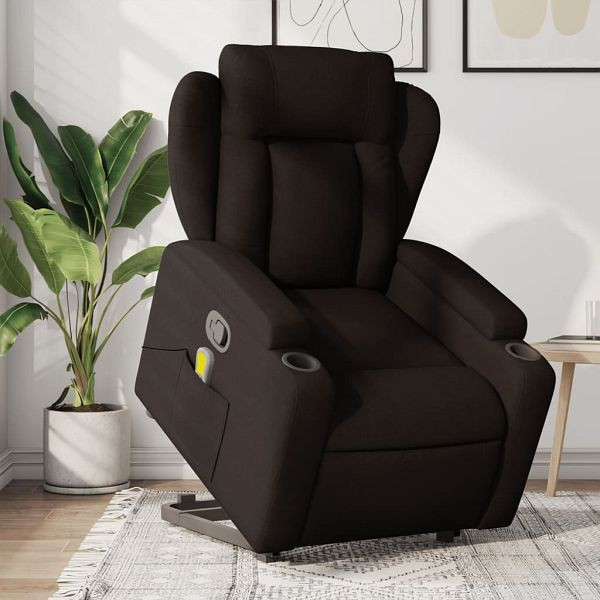 vidaXL Massagesessel mit Aufstehhilfe Dunkelbraun Stoff, 3204499