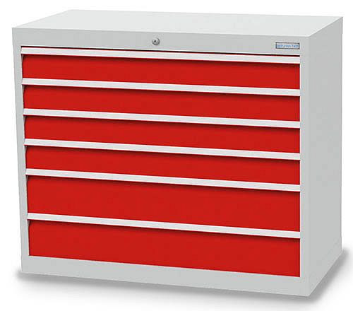 Bedrunka+Hirth Schubladenschrank, Tiefe 500 mm, R 36-16, 980 x 500 x 819 mm, 6 Schubladen (4x 100VA, 2x 150VA), Tragkraft 75 kg, 98.420-75