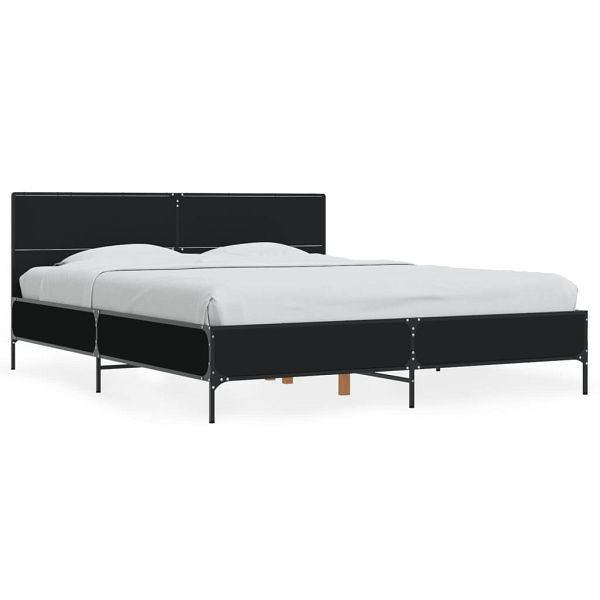 vidaXL Bettgestell Schwarz 160x200 cm Holzwerkstoff und Metall, 3280007