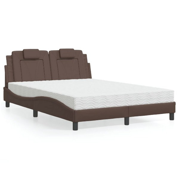 vidaXL Bett mit Matratze Braun 120x200 cm Kunstleder, 3208784