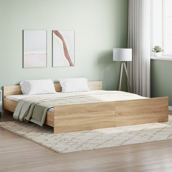 vidaXL Bettgestell mit Kopf- und Fußteil Sonoma-Eiche 180x200 cm, 3203770