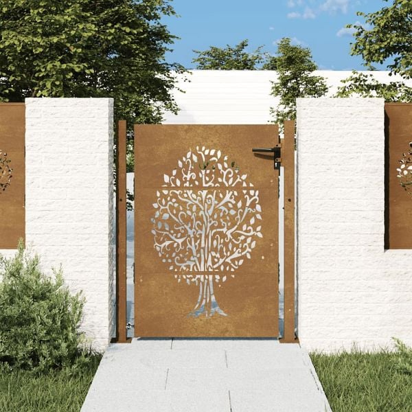vidaXL Gartentor 105x155 cm Cortenstahl Baum-Design, 153217
