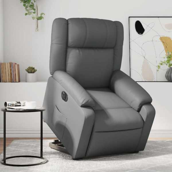 vidaXL Massagesessel mit Aufstehhilfe Elektrisch Grau Kunstleder, 3205174
